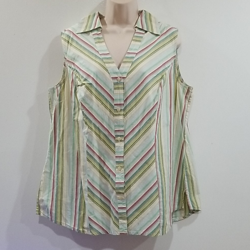 Apostrophe woman multi color striped blouse 18W